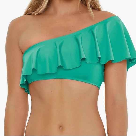 Trina Turk Women's Standard Monaco Ruffle Bandeau Bikini Top, One Shoulder - Picture 1 of 7